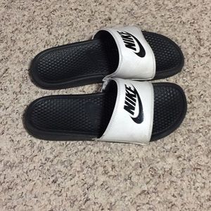 White and Black Nike Slides!!!